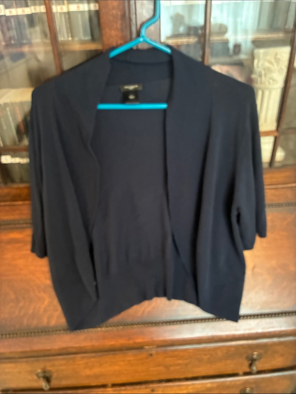 Ann Taylor Navy Open-Front Short-Sleeve Cardigan